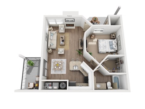 A2/A2R Floor Plan, 1 Bed 1-Bath